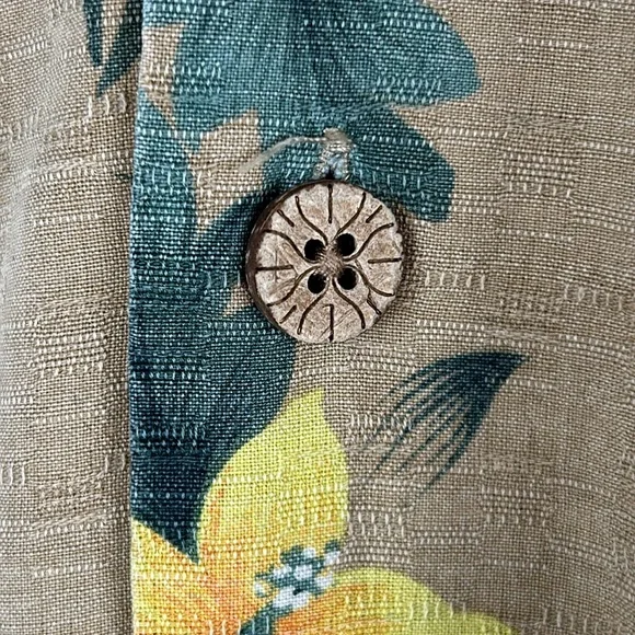 Caribbean Joe Men’s 100% Silk Hawaiian Aloha Floral Button Dress Shirt Size XL - Picture 4 of 12